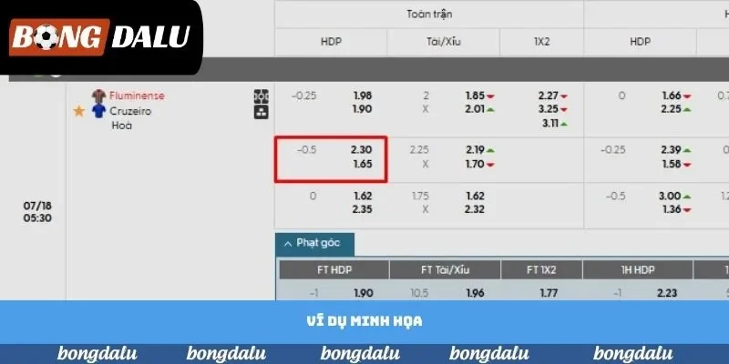 Ví dụ minh họa trong trận Fluminense vs Cruzeiro
